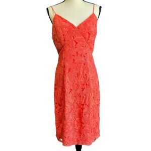Guess Los Angeles Orange Coral Lace Spaghetti Strap Dress Women's 10